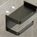 Porta Papel Higiênico com Suporte para Celular - Preto, Alumínio Resistente |  Fácil Instalação